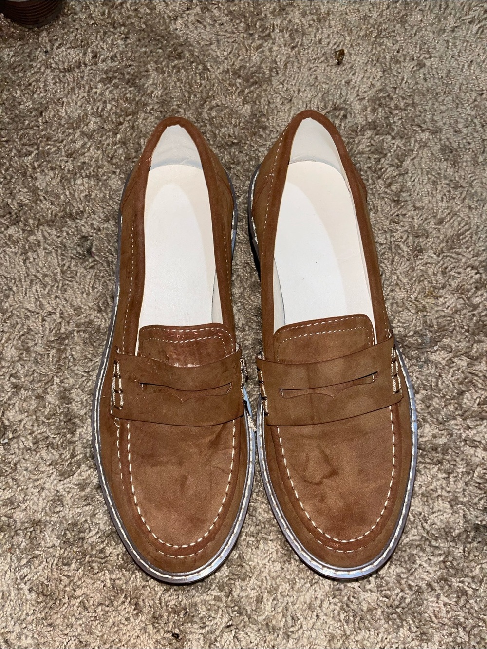 SHEIN Brown Suede Penny Loafers for Women